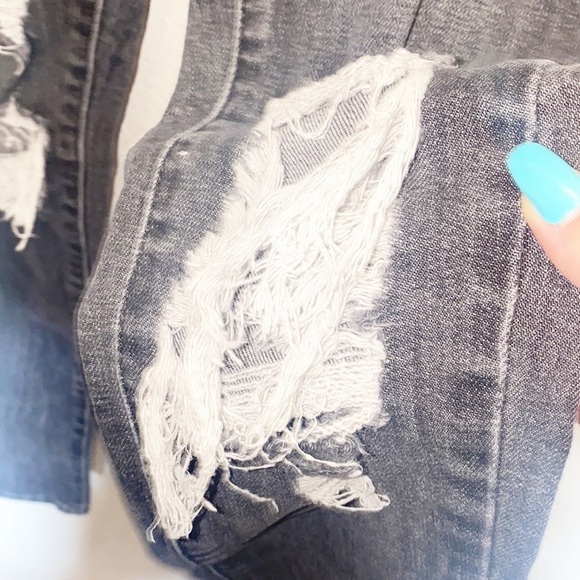 Levi's 721 High Rise Black Gray Majorly Distressed Skinny Jeans - Picture 4 of 14